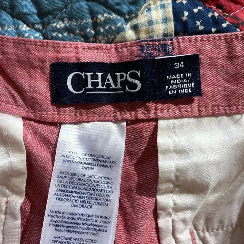 Chaps flat front men’s shorts.  34. Red & blue - Picture 2 of 3